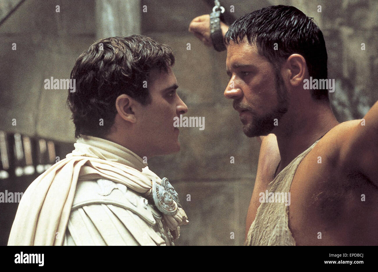 Gladiator is a 2000 American-British epic historical drama film directed by Ridley Scott, starring Russell Crowe and Joaquin Phoenix.  This photograph is for editorial use only and is the copyright of the film company and/or the photographer assigned by the film or production company and can only be reproduced by publications in conjunction with the promotion of the above Film. A Mandatory Credit to the film company is required. The Photographer should also be credited when known. Stock Photo