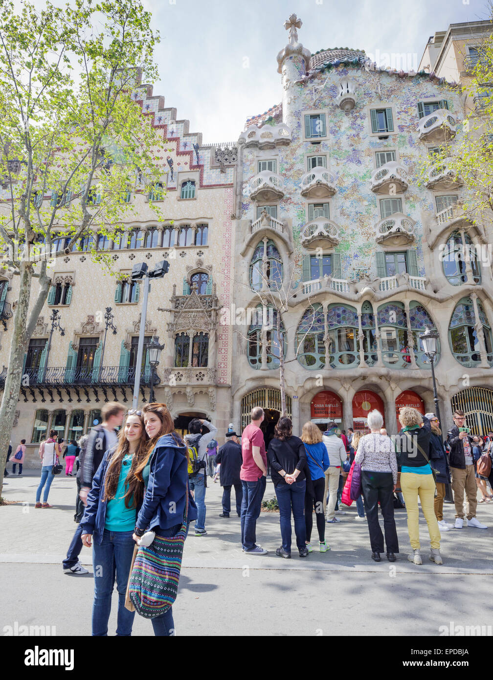 Casa Batllo by Gaudi and Casa Amatller by Cadafalch, Barcelona, Catalonia, Spain Stock Photo