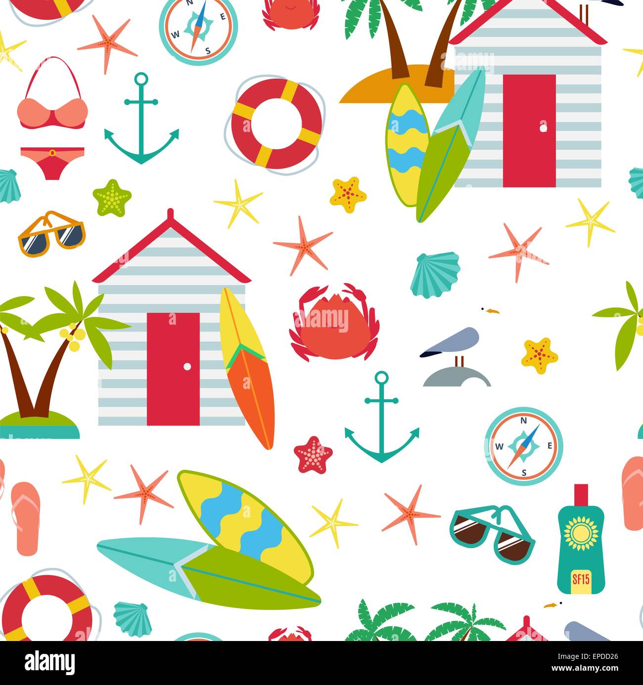 Seamless pattern with flat travel icons Stock Vector Image & Art - Alamy