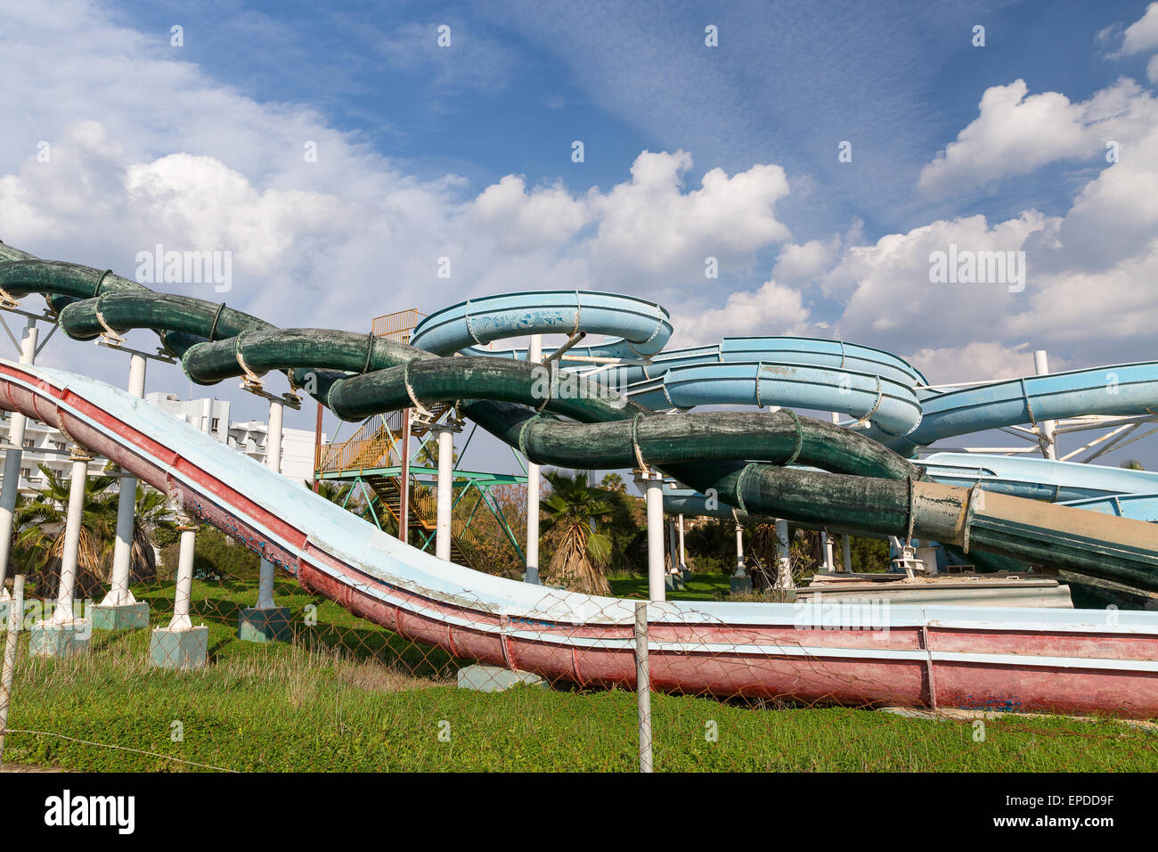 Old Water slide Complex Stock Photo Alamy