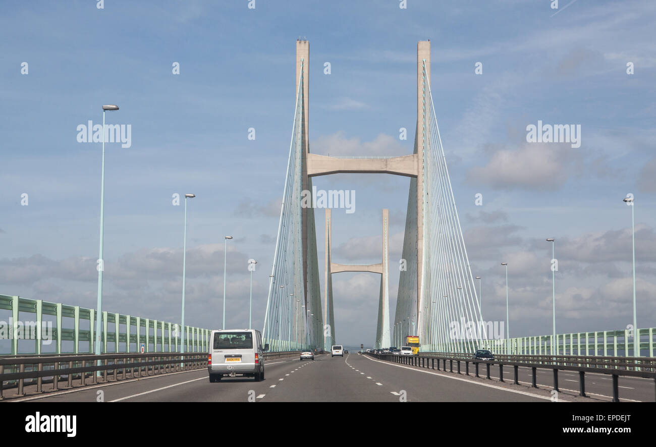 Crossing over Severn River on New,Second Severn Bridge,Prince of Stock