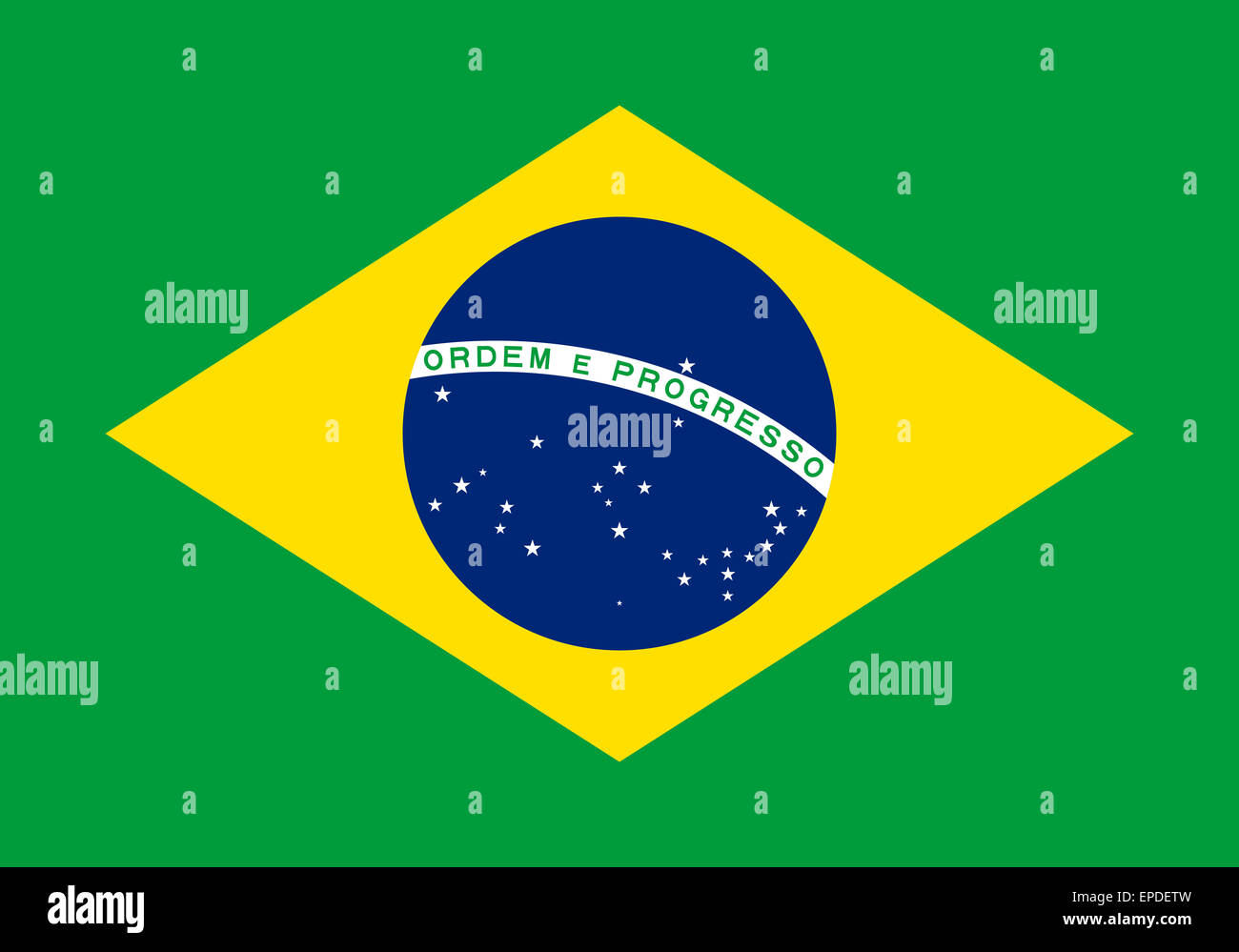 Official Flag of Brazil Flat Large Size Horizontal Stock Photo