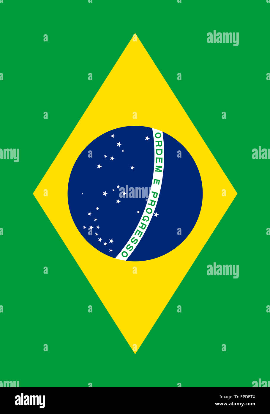 Official Flag of Brazil Flat Large Size Vertical Stock Photo
