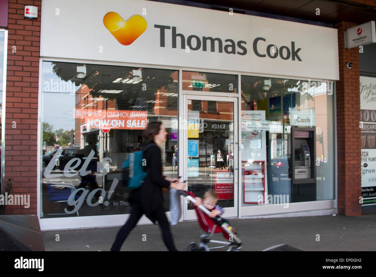 Wimbledon London,UK. 17th May 2015. Travel Company operator Thomas Cook received a 3.5 milllion  compensation after the death of children on holiday in Corfu who died of Monoxide poisoning in 2006 Stock Photo