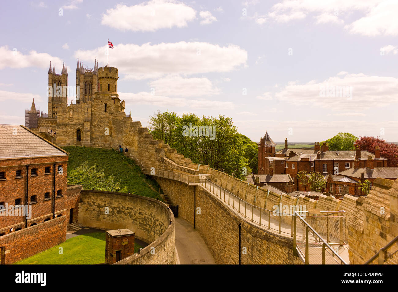 Lincoln Castle, after 2015 restoration, Walls, Prison, Observatory Tower, and Prisoners Exercise Yard Stock Photo