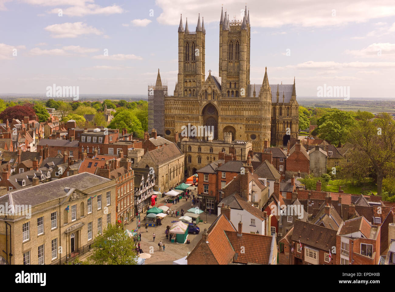 Lincoln Castle, after 2015 restoration view of the cathedral from the castle walls Stock Photo