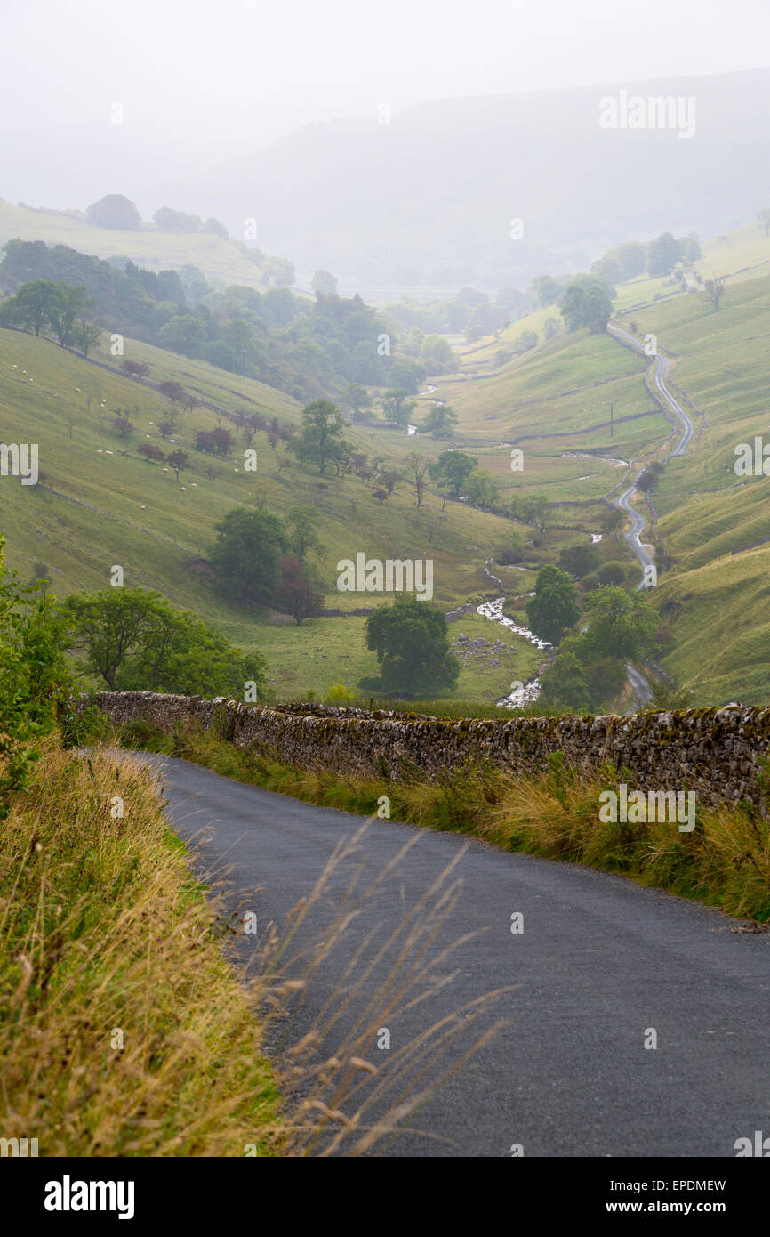 UK, England, Yorkshire Dales.  Valley in the Autumn Mist. Stock Photo