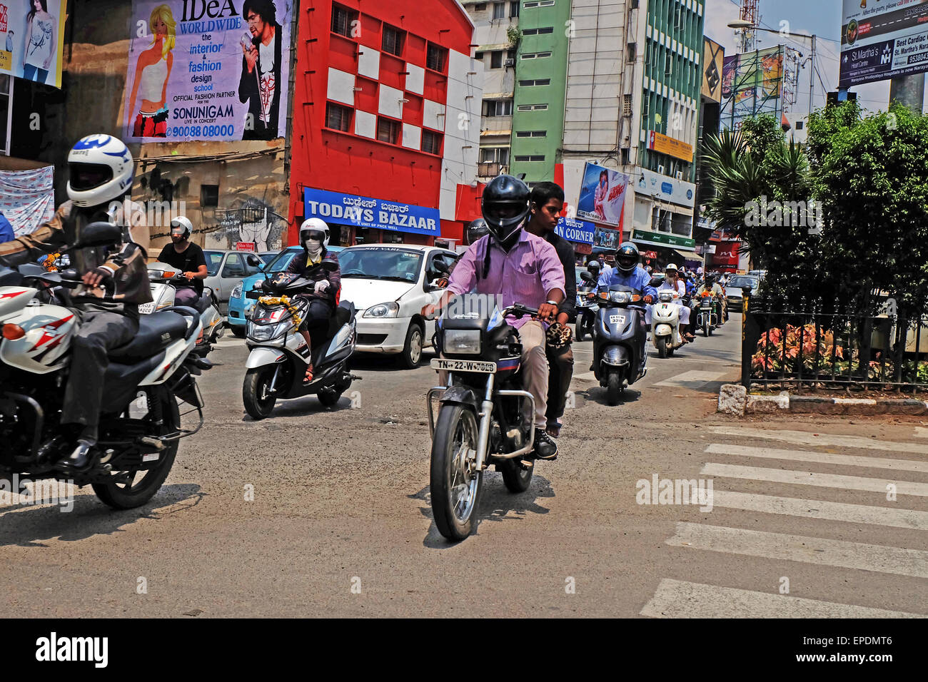 Two wheels in the South Indian city Bengaluru Stock Photo
