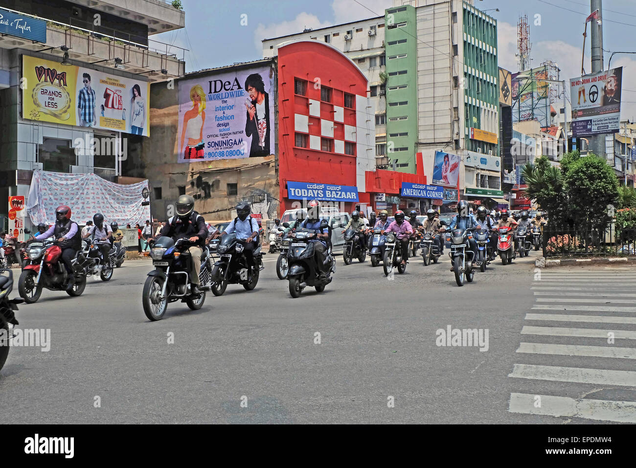 Two wheelers in the South Indian city Bengaluru Stock Photo