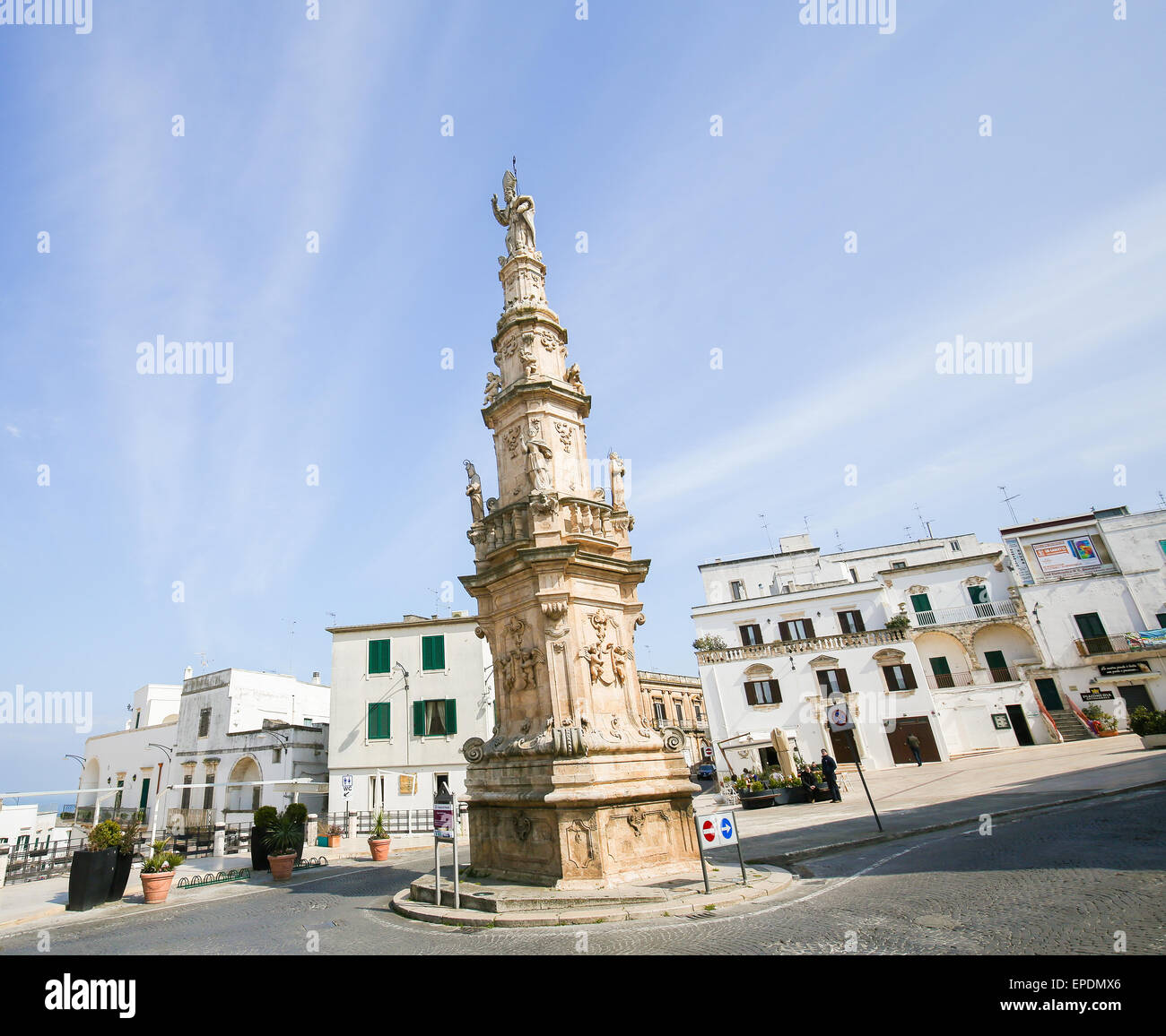OSTUNI, ITALY - MARCH 14, 2015: Statue of San Oronzo in Ostuni, Puglia, Italy. Stock Photo