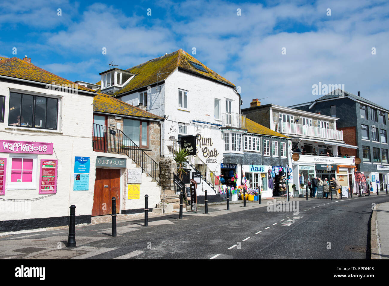 Shops on the seafront in St Ives, Cornwall, England, UK Stock Photo Alamy