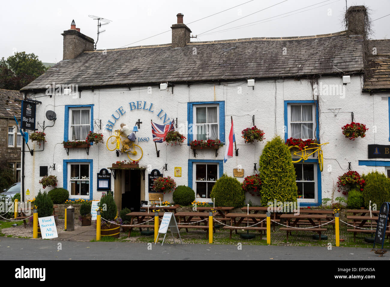 UK, England, Kettlewell, Yorkshire. Blue Bell Inn, Pub, and Stock Photo