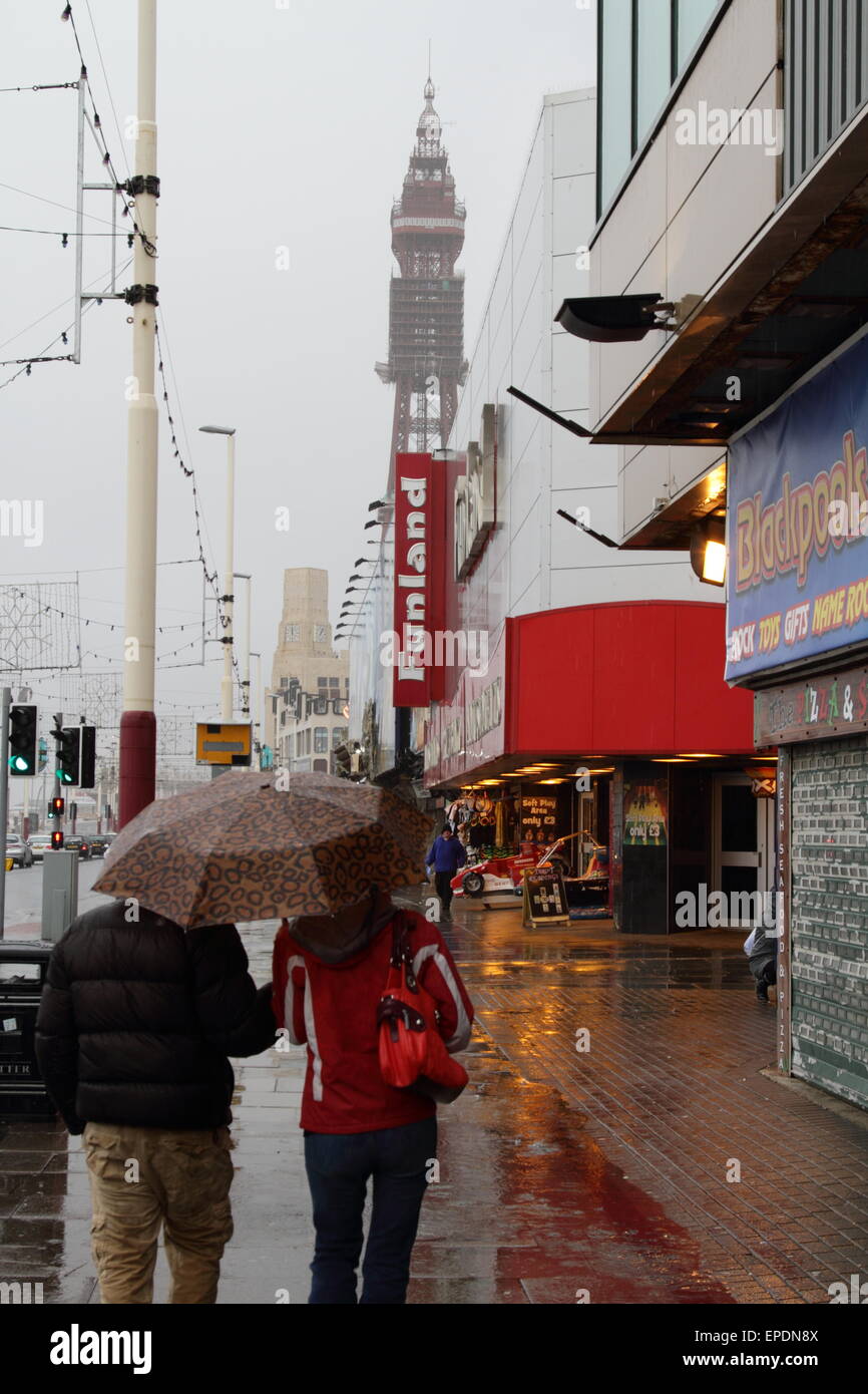 Rain at Blackpool, Lancashire, England, UK Stock Photo - Alamy