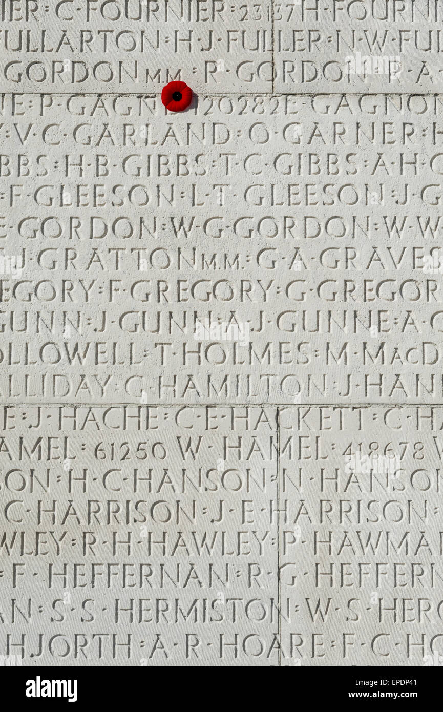 The Somme Battlefield. Vimy Ridge Canadian National Memorial Name panel ...
