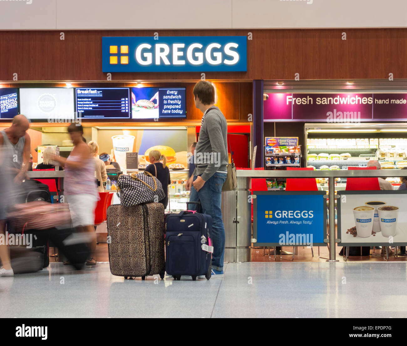 Greggs in Newcastle Airport. Newcastle upon Tyne, England. UK Stock