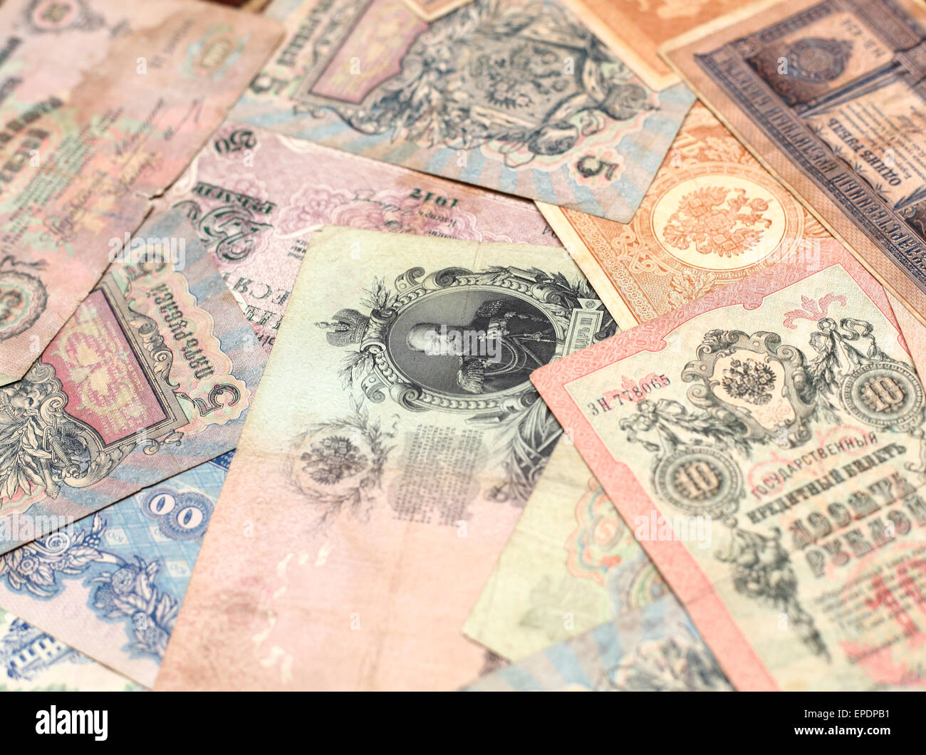 Vintage background of Russian money Stock Photo - Alamy
