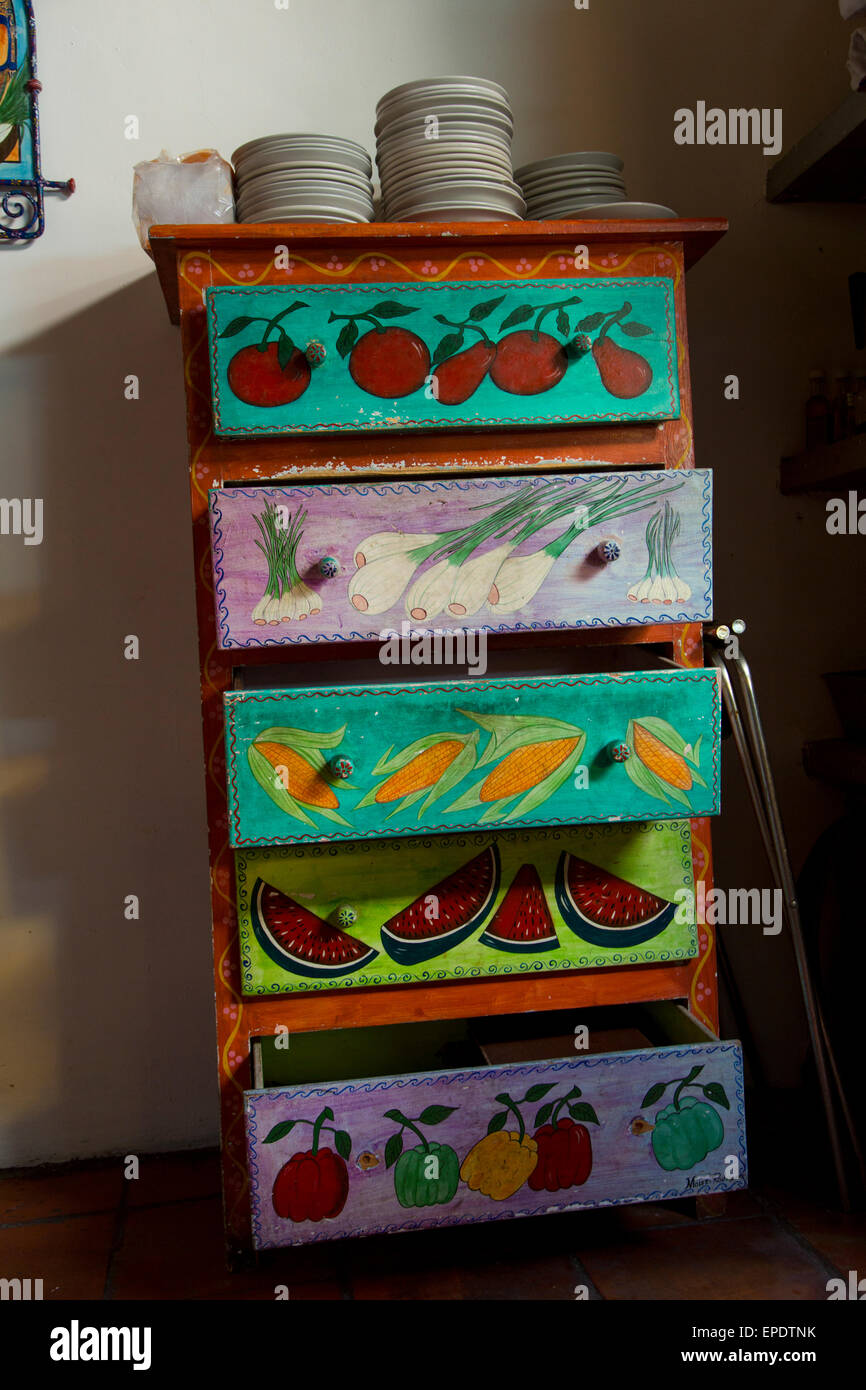 Chest or drawers, Tlaquepaque; Guadalajara; Jalisco; Mexico; mexican; food; art; craft Stock Photo
