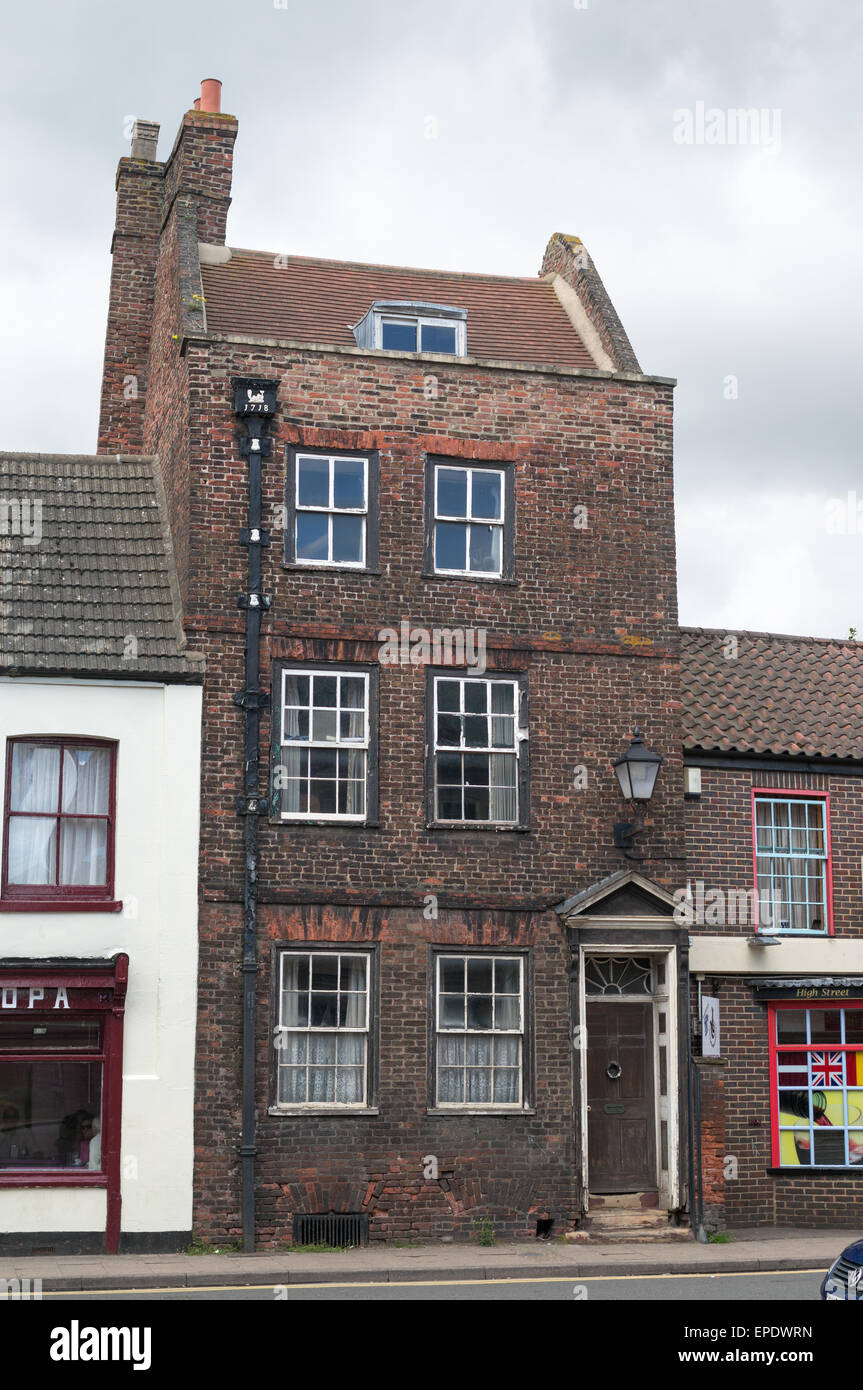 Early 18th century house 107 High Street, Boston, Lincolnshire, England, UK Stock Photo