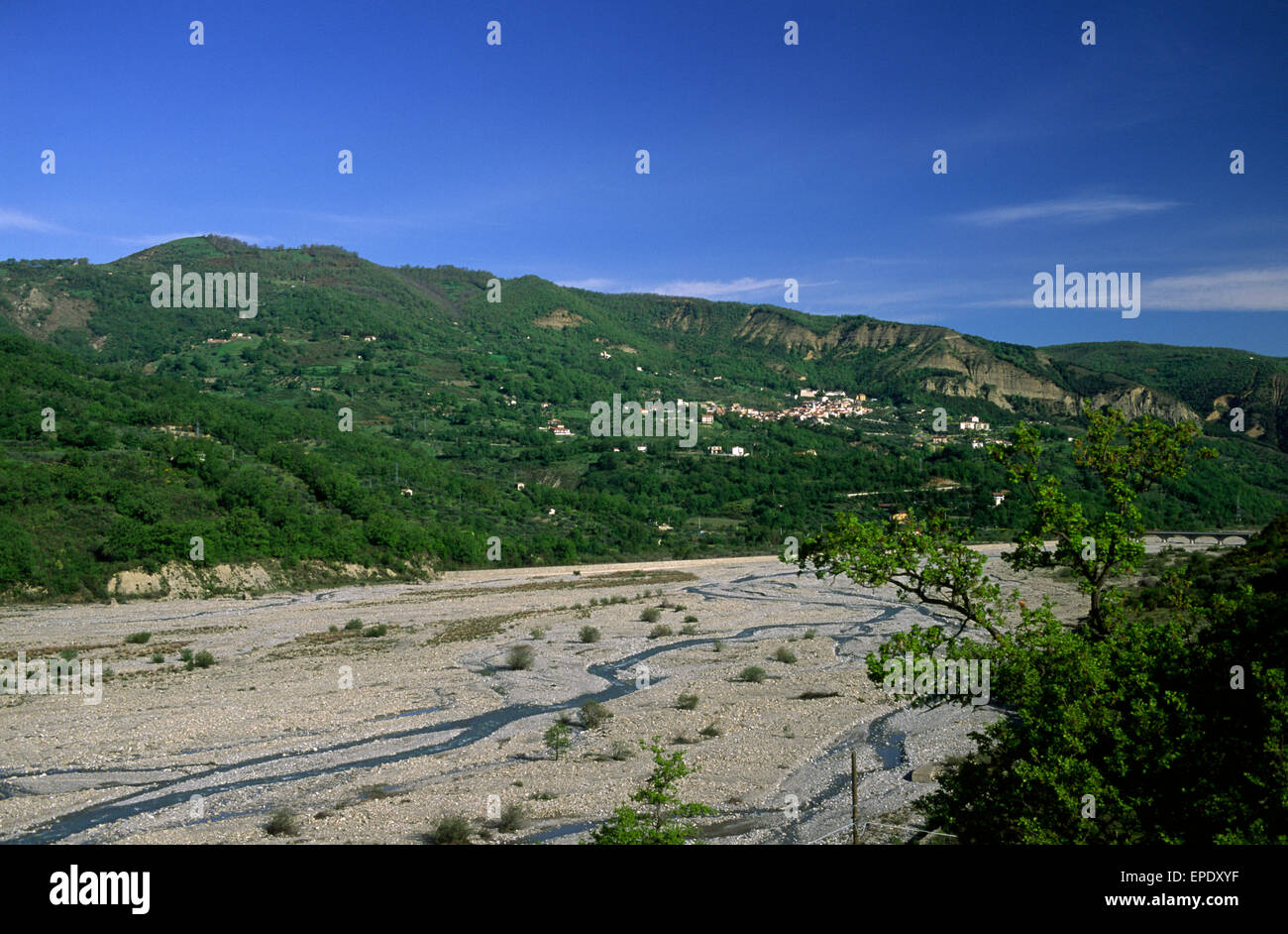 Italy, Basilicata, Pollino National Park, Sarmento river and San Costantino Albanese Stock Photo