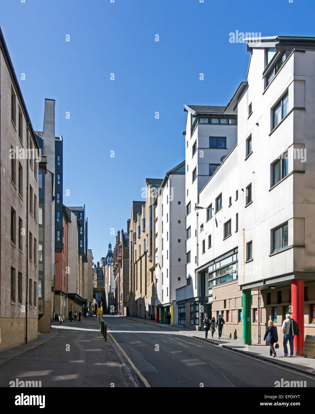 Cowgate looking west towards George IV Bridge in the old town of Edinburgh Scotland Stock Photo
