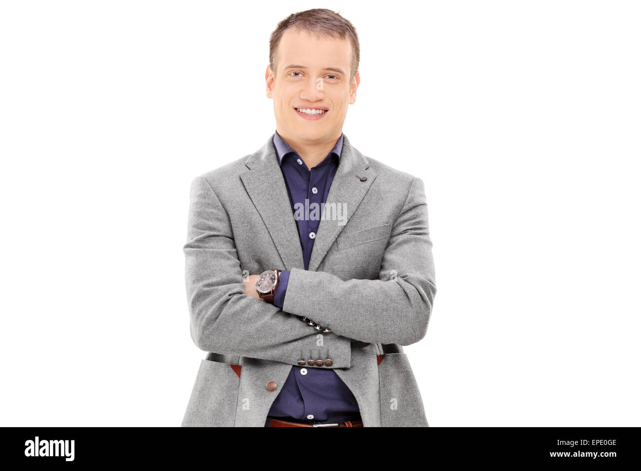 Trendy young man posing isolated on white background Stock Photo - Alamy