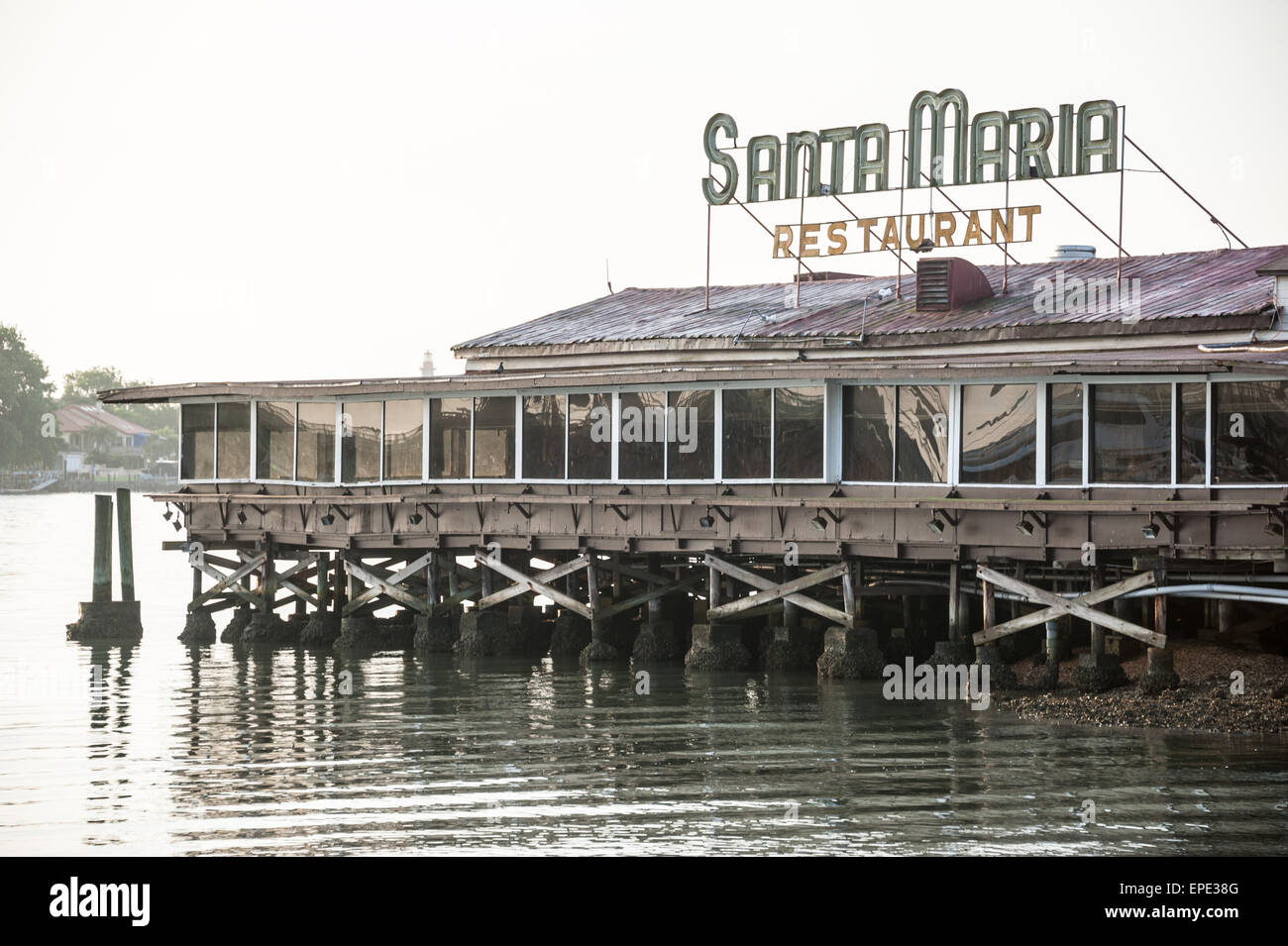 St. Augustine, Florida's landmark Santa Maria Restaurant on Matanzas Bay. (USA) Stock Photo