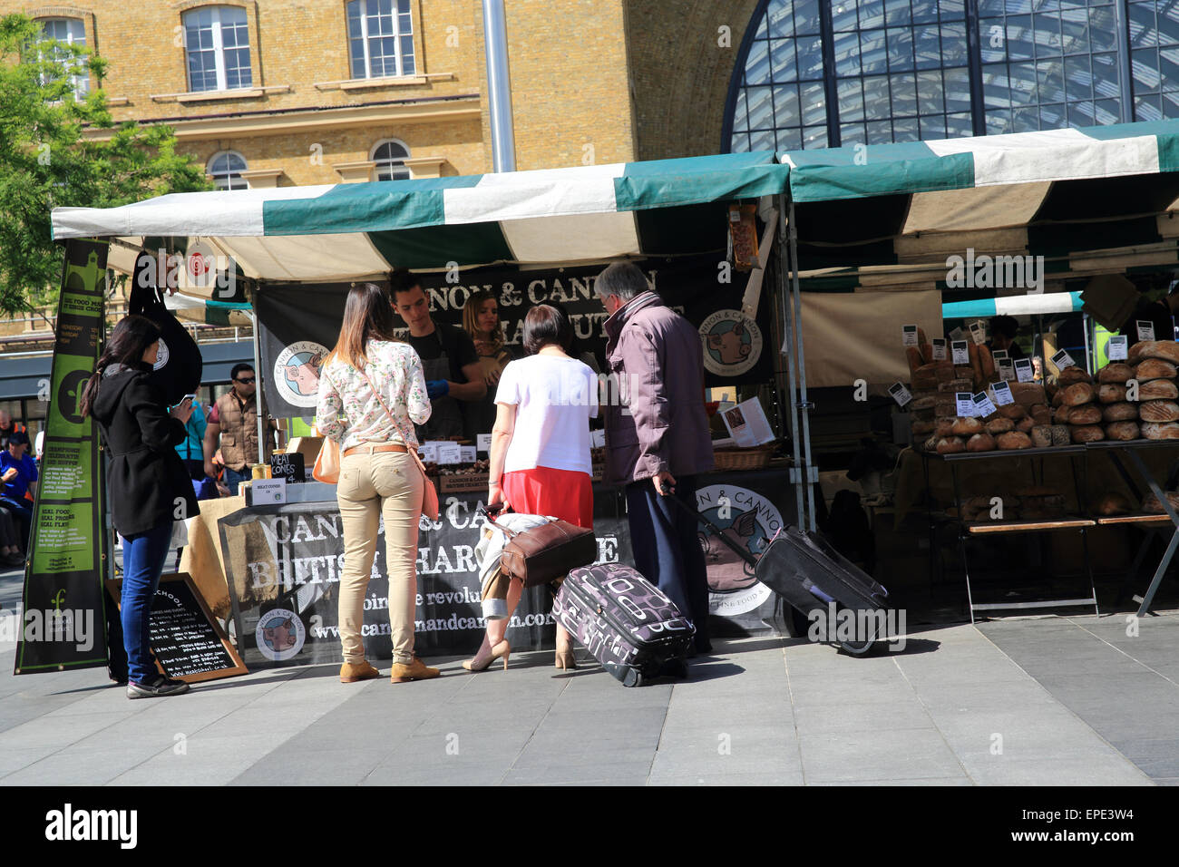 The Real Food Market on Kings Cross Square in front of the train