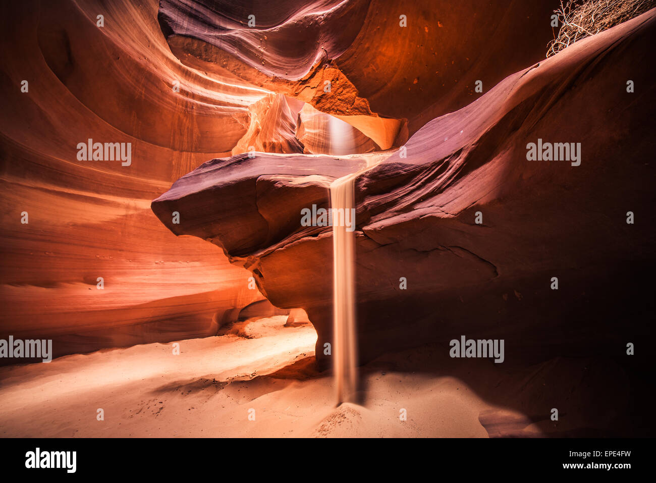 Sand Falls in Antelope Canyon Stock Photo