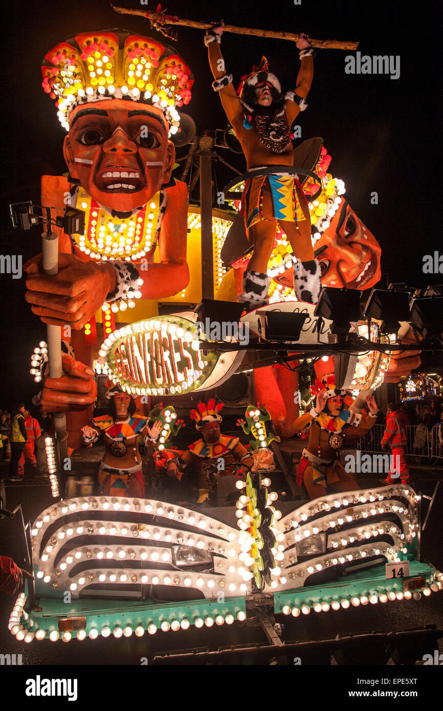 Illuminated floats or 'carts' lit up the streets during the Shepton Mallet Carnival 2014. The
