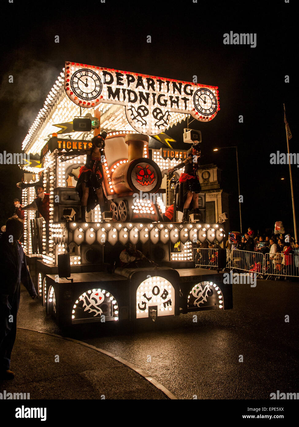Illuminated floats or 'carts' lit up the streets during the Shepton Mallet Carnival 2014. The