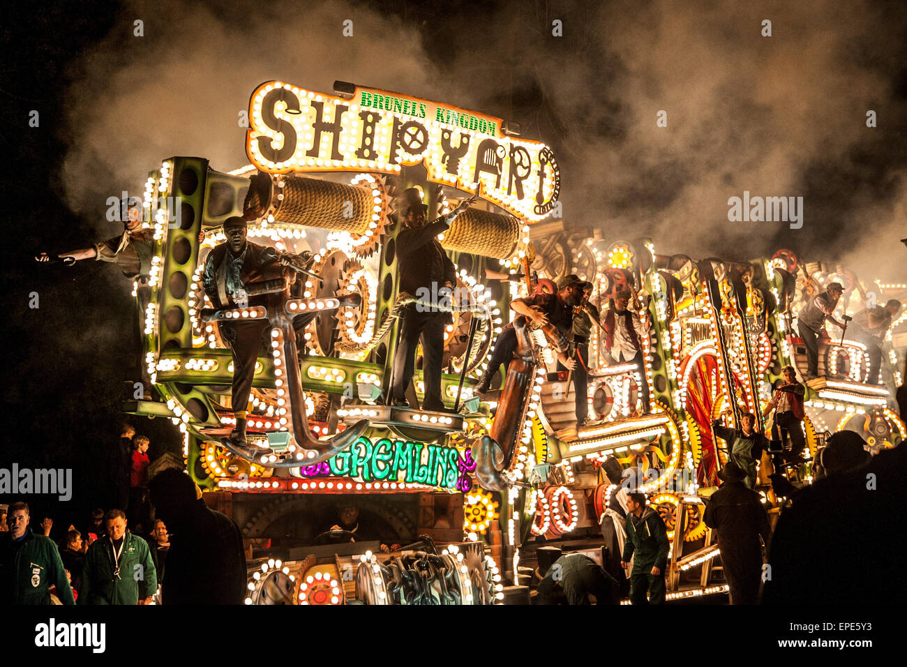 Illuminated floats or 'carts' lit up the streets during the Shepton Mallet Carnival 2014. The