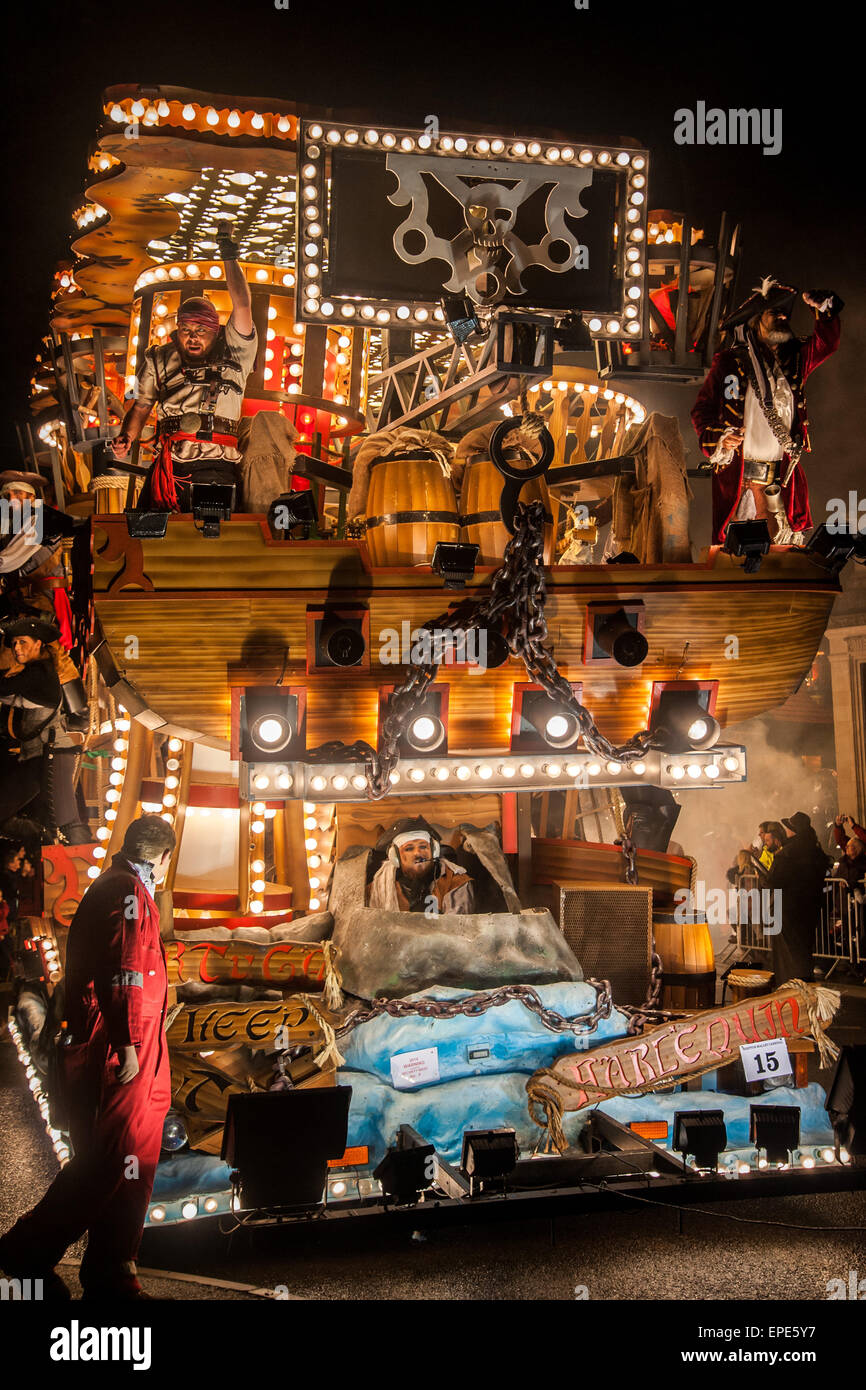 Illuminated floats or 'carts' lit up the streets during the Shepton Mallet Carnival 2014. The