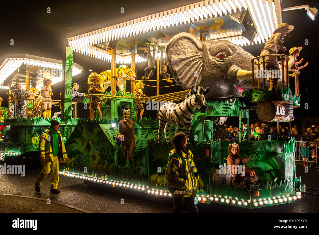 Illuminated floats or 'carts' lit up the streets during the Shepton Mallet Carnival 2014. The