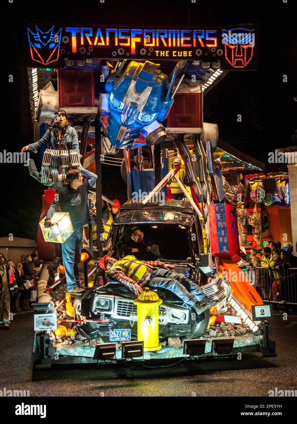 Illuminated floats or 'carts' lit up the streets during the Shepton Mallet Carnival 2014. The