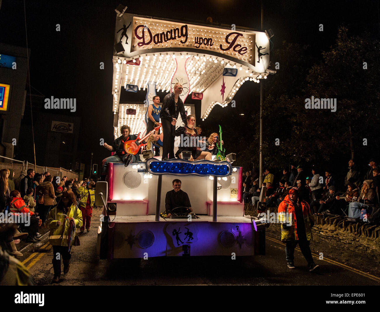 Illuminated floats or 'carts' lit up the streets during the Shepton Mallet Carnival 2014. The