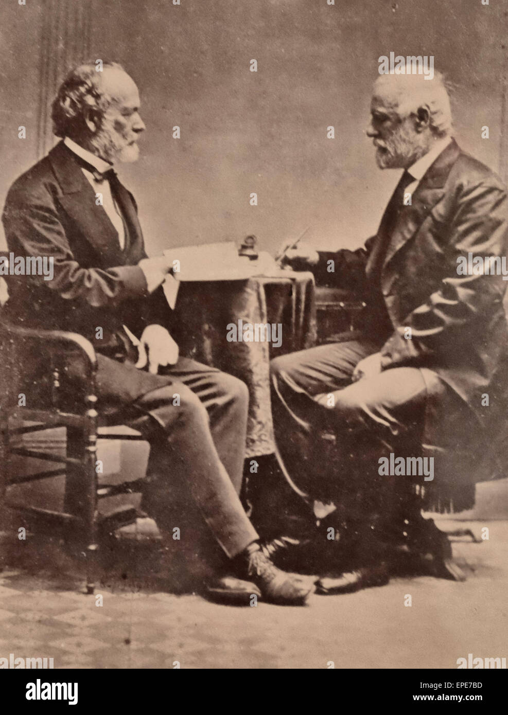 Confederate generals joseph e johnston and robert e lee 1870 stock