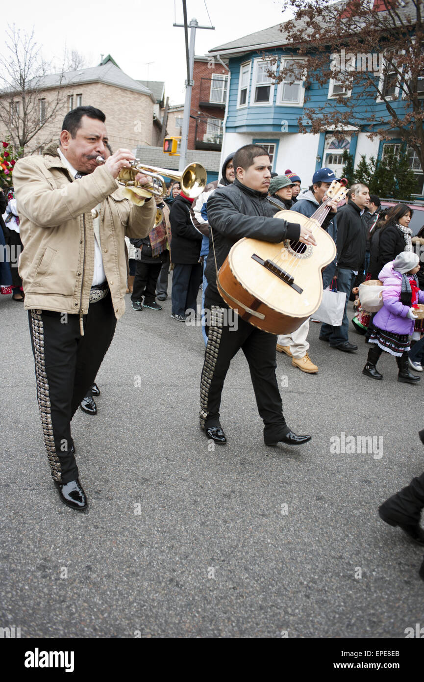 Mariachi band at the Festival of the Virgin of Guadalupe In Brooklyn, NY, 2012. Stock Photo