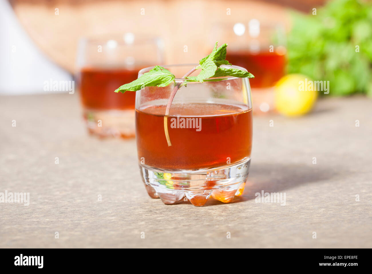 Lemon, Mint Flavour Ice Tea Stock Photo Alamy