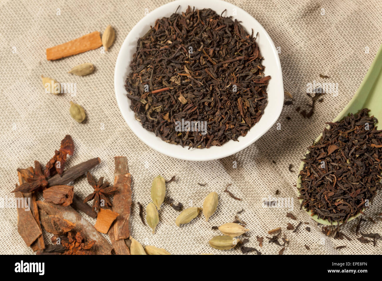 Spiced Masala Tea Ingredients Stock Photo