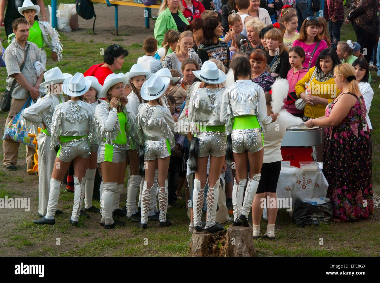 Girls in costumes at the festival. Stock Photo