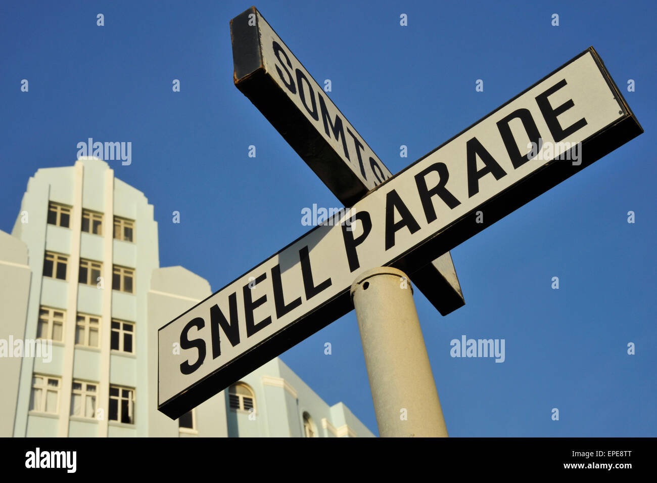 Snell Parade street sign on famous tourist destination Durban Stock