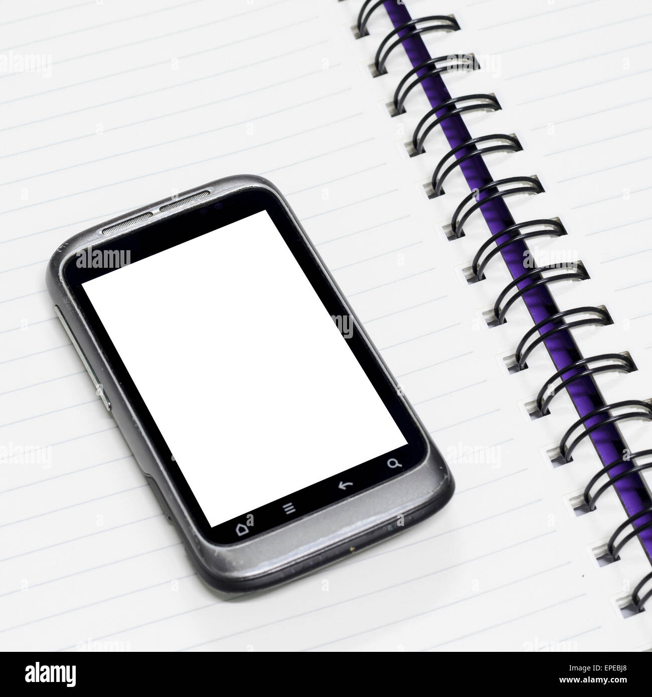 used smartphone with note book Stock Photo - Alamy