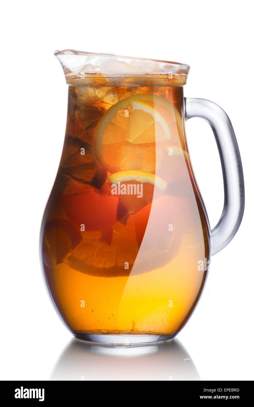 Pitcher of popular iced drink also known as 'half and half' which is mixed of equal portions of  lemon tea with lemonade Stock Photo