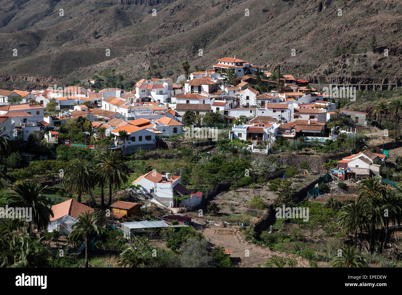 View of Fataga, Gran Canaria, Canary Islands, Spain Stock Photo