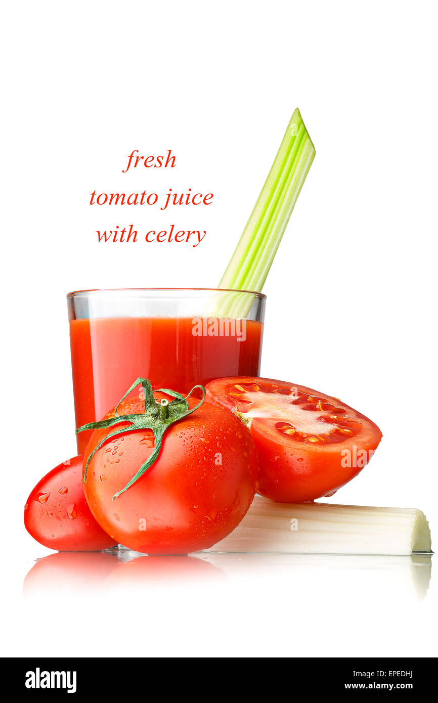 Fresh tomato juice with celery Stock Photo