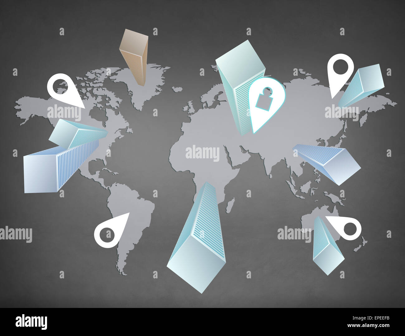 World Map Navigation Stock Photo