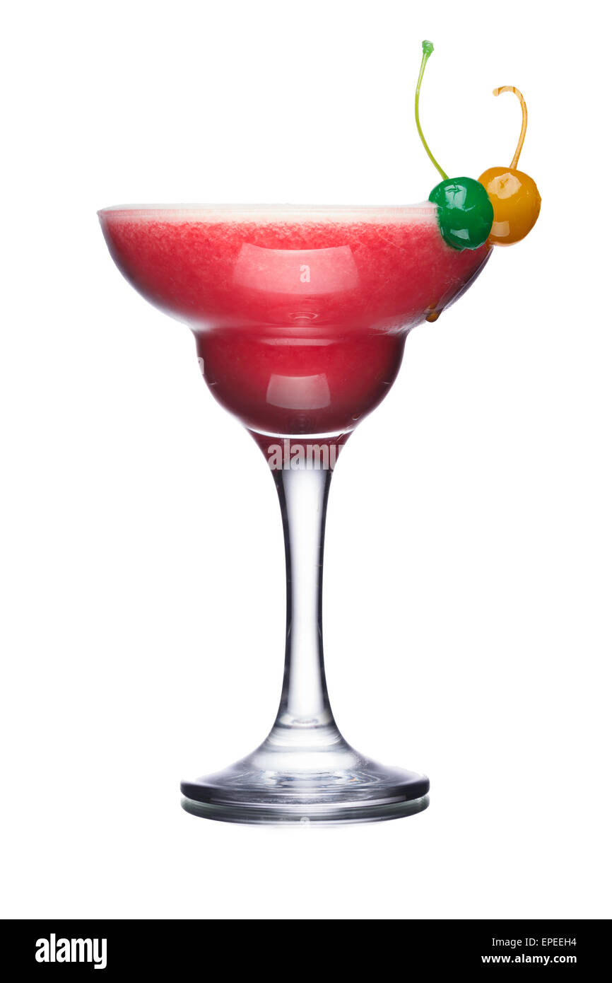 Alcohol cocktail decorated with cherries Stock Photo