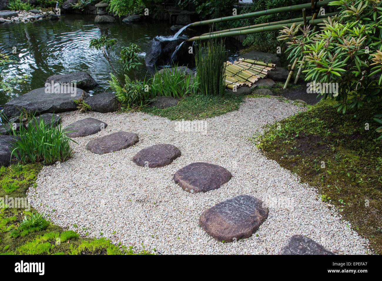 Water is considered purifying in Japan, hence the emphasis on cleanliness in everyday life. Water fountains such as these, known Stock Photo