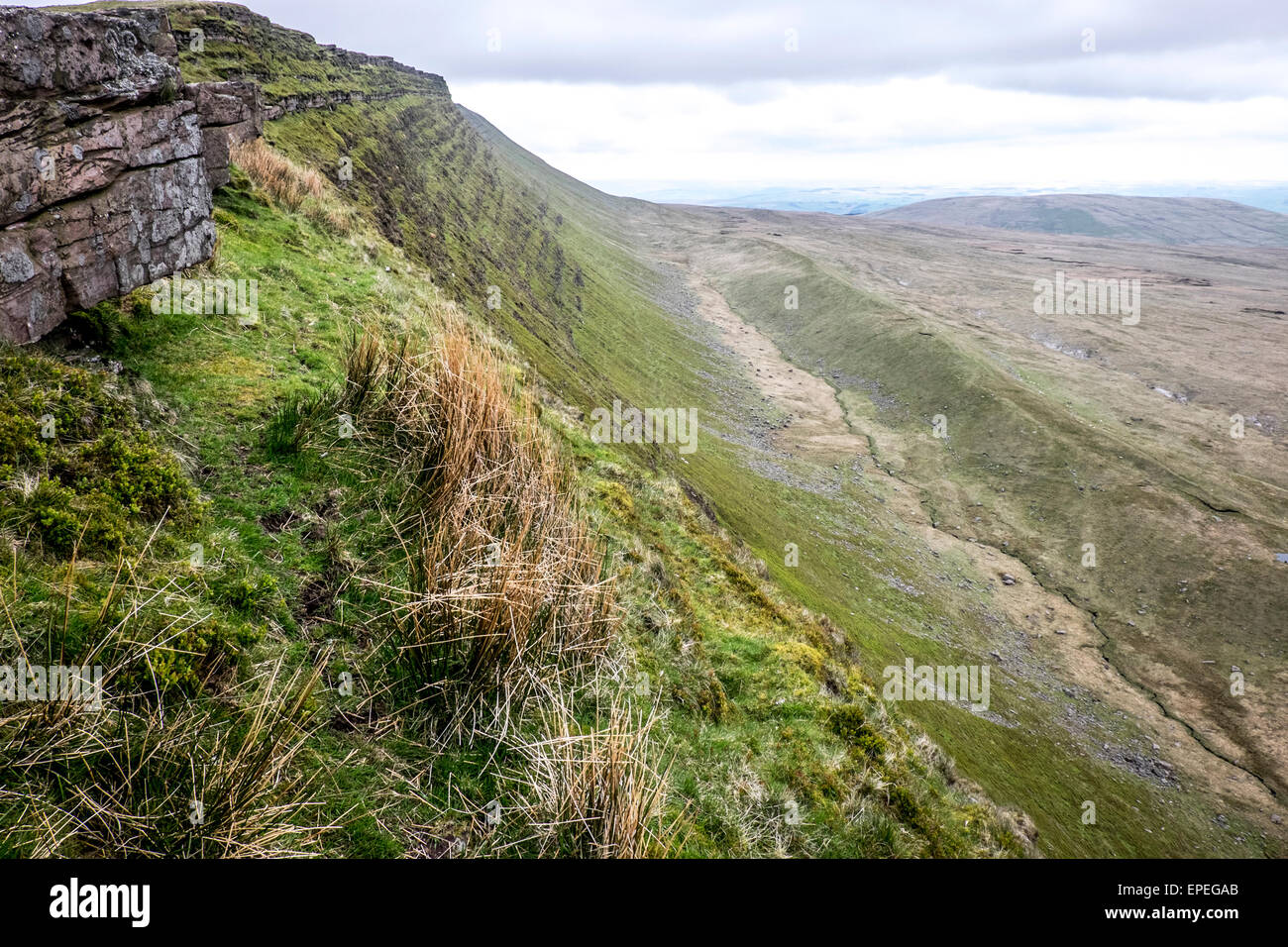 Moraine, below a  mountain slope. Stock Photo