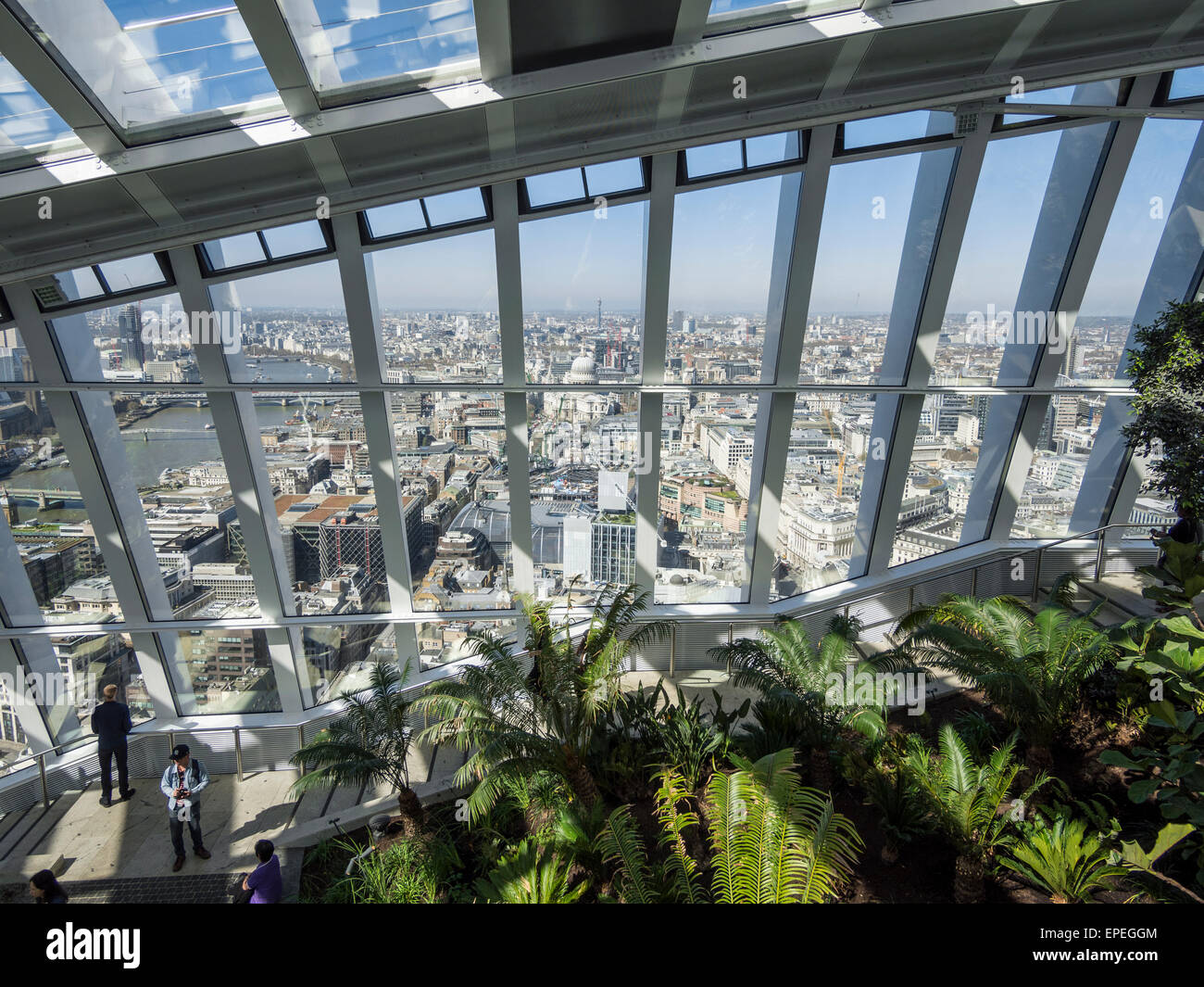 View from Sky Garden at 20 Fenchurch Street London the Walkie Talkie building. Stock Photo